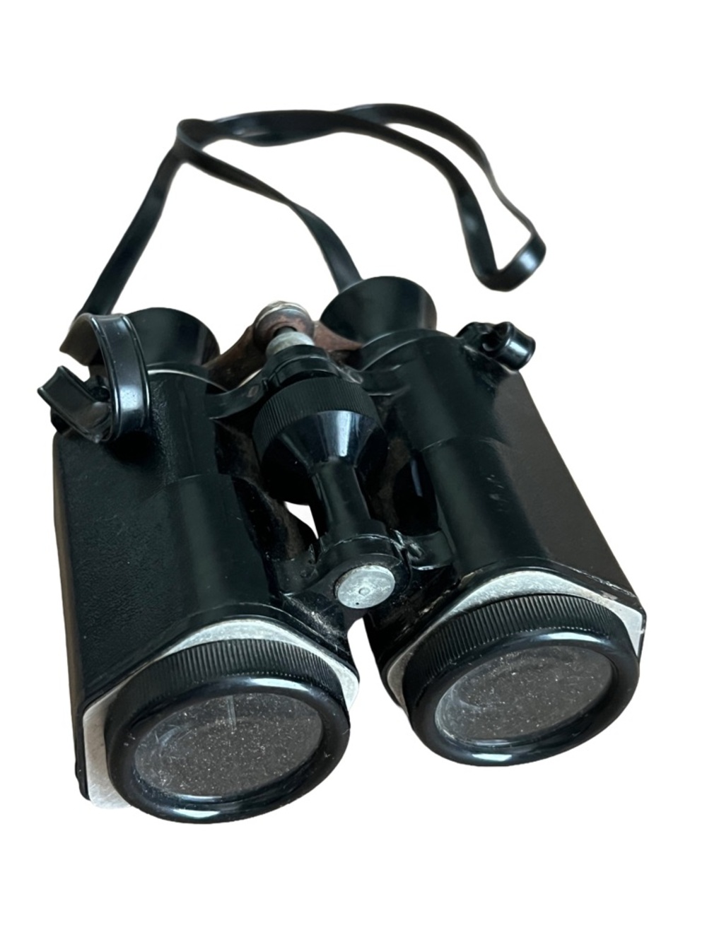 Vintage mid century wide angle binoculars with case black deco style no scratch